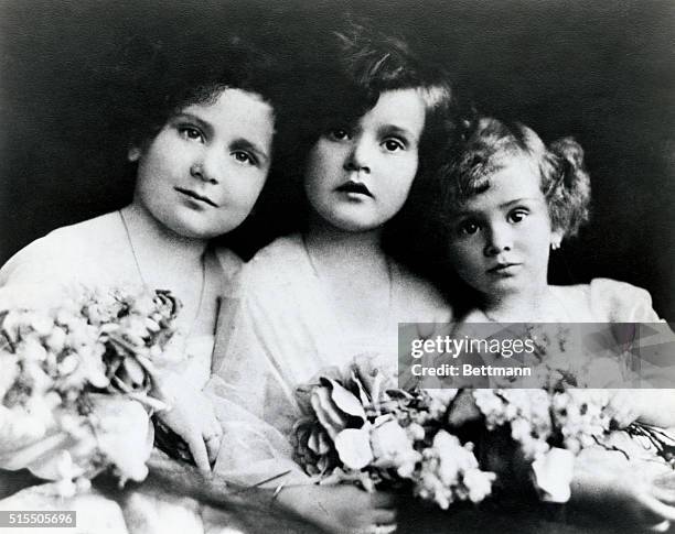 The Gabor Sisters (L-R Magda Gabor, Zsa Zsa Gabor and Eva Gabor pose for a portrait circa 1923 in Budapest, Hungary.