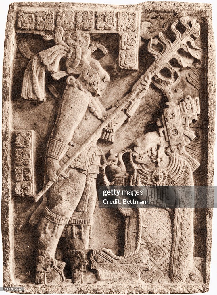 Mayan Ropes A Mayan lintel shows a blood offering made by Xoc, wife of the Mayan ...