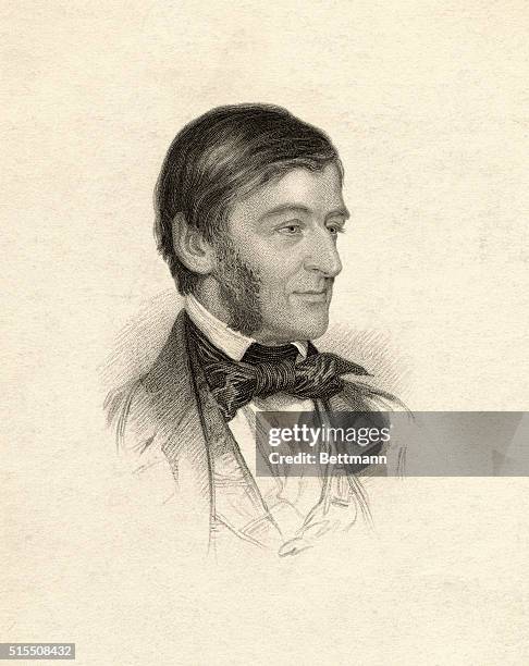 RALPH WALDO EMERSON , AMERICAN ESSAYIST AND POET.UNDATED ENGRAVING.