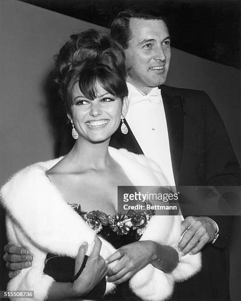 Hollywood, CA- Leave it to Rock Hudson to squire Hollywood's newest European import, gorgeous brunette, Claudia Cardinalle. He is having lots of fun...