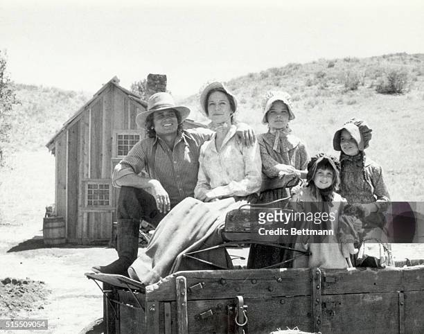 Picture shows the Ingalls family from the TV Series, "Little House on the Prairie." Left to right; Michael Landon, Karen Grassle, Melissa Sue...