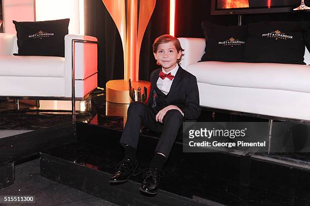 Jacob Tremblay poses backstage at the 2016 Canadian Screen Awards at the Sony Centre for the Performing Arts on March 13, 2016 in Toronto, Canada.