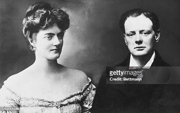 Photo shows engagment picture of Winston Churchill and Miss Clementine Hozier .