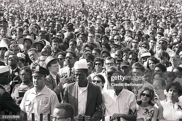 This photo, made from the top of the Lincoln Memorial, shows how the March on Washington participants jammed the area in front of the Memorial and on...