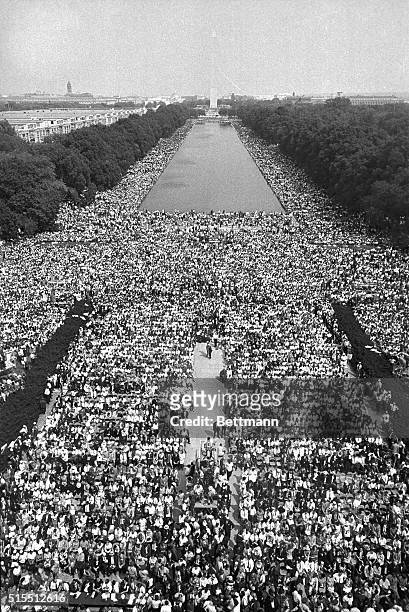 This photo, made from the top of the Lincoln Memorial, shows how the March on Washington participants jammed the area in front of the Memorial and on...