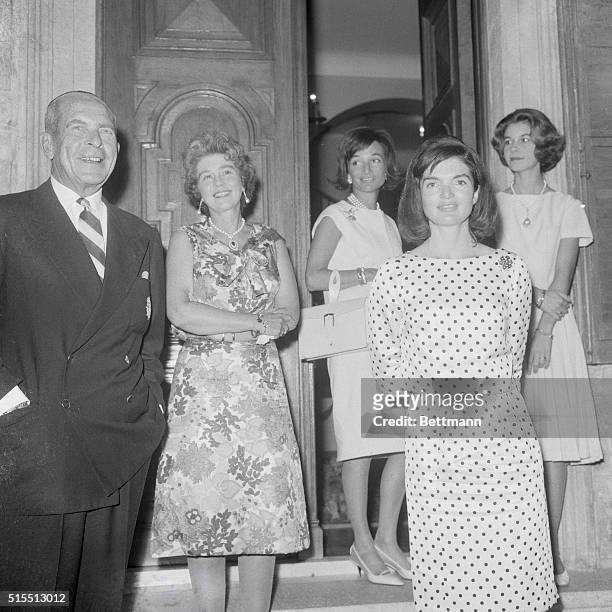 Mrs. Jacqueline Kennedy poses with members of the Greek Royal family during her visit to the Royal Family summer Palace at Tatoi, near here, October...