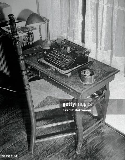 This is a 1963 file photo of the small desk and typewriter that William Faulkner used in his writing study at his home near Oxford, Mississippi.