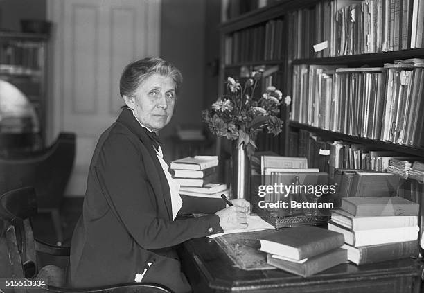 Ida M. Tarbell at her desk. She was the investigative journalist and chronicler of American industry, famous for her classic "The History of the...