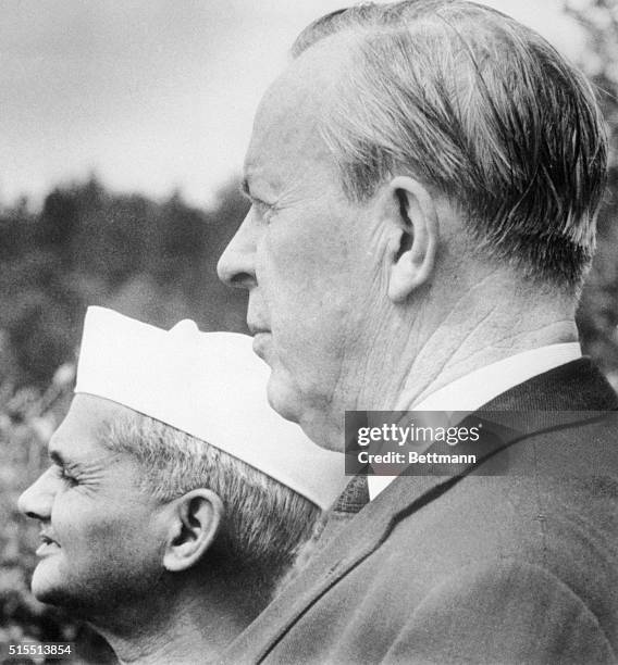 Ottawa: Indian Prime Minister Lal Bahadur Shastri who died January 10, is shown with Prime Minister Lester B. Pearson during a visit to Ottawa June,...