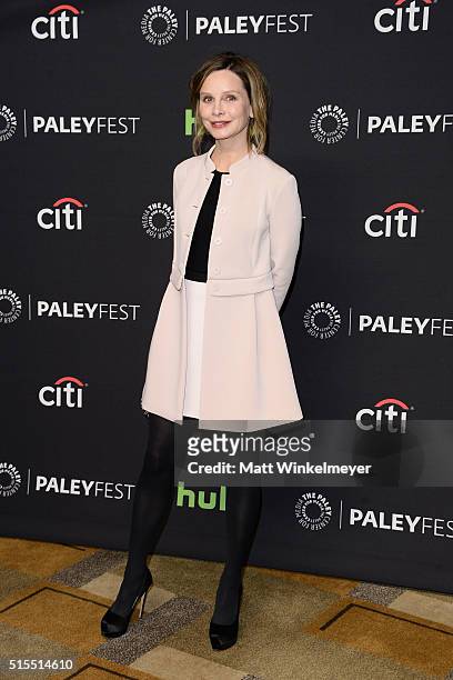 Actress Calista Flockhart arrives at The Paley Center For Media's 33rd Annual PALEYFEST Los Angeles "Supergirl" at Dolby Theatre on March 13, 2016 in...