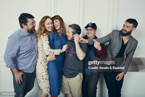 Actors Richard Elis, Laura Patch, Dolly Wells, director Jamie Adams, cinematographer Ryan Owen Eddleston, and actor Tom Cullen of 'Black Mountain...