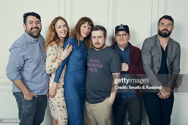 Actors Richard Elis, Laura Patch, Dolly Wells, director Jamie Adams, cinematographer Ryan Owen Eddleston, and actor Tom Cullen of 'Black Mountain...