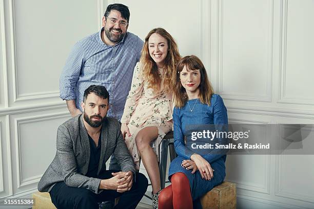 Actors Tom Cullen, Richard Elis, Laura Patch and Dolly Wells, of 'Black Mountain Poets' are photographed in the Getty Images SXSW Portrait Studio...