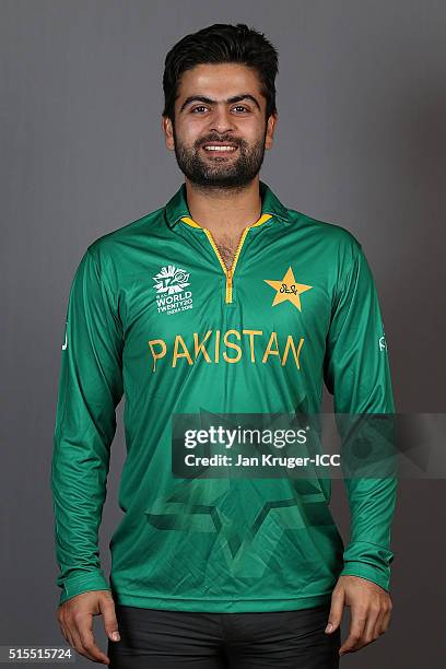 Ahmed Shehzad poses during a Pakistan headshots session on March 14, 2016 in Kolkata, India.