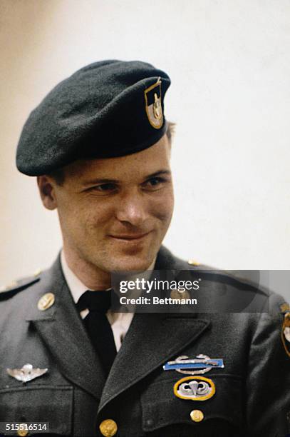 Portrait of singer Sgt. Barry Sadler, whose recording of The Green Berets is one of the most popular in the nation.