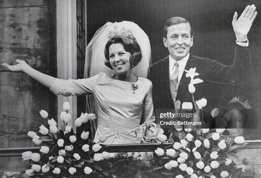 Crown Princess Beatrix and Claus Von Amsberg on Wedding Day
