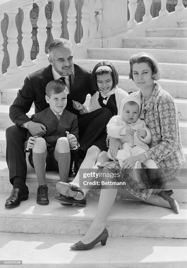 Prince Rainier and Princess Grace on Steps with Children