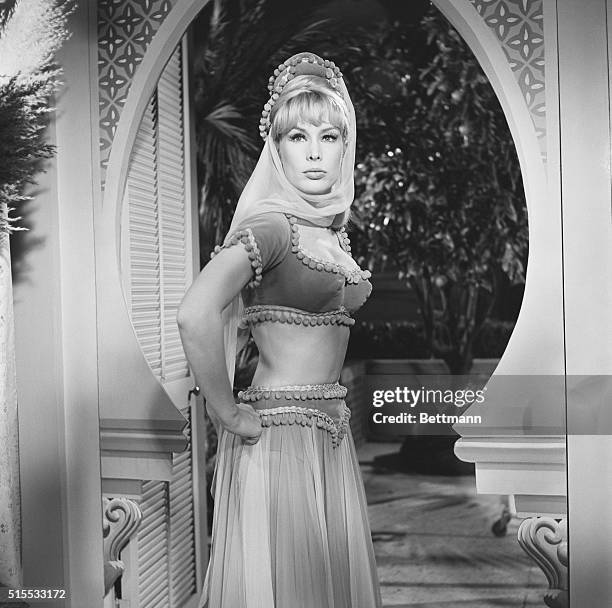 Hollywood: Busy Lady. Barbara Eden looks like a Shah's delight on the set of her television series, I dream Of Jeannie. Barbara is one of the busiest...