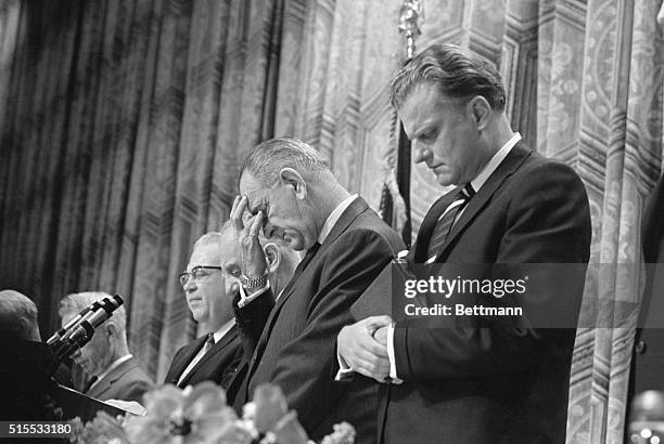 Washington, DC- President Johnson attends the "14th Annual Presidental Prayer Breakfast" at the Shoreham Hotel today together with more than 1,000...