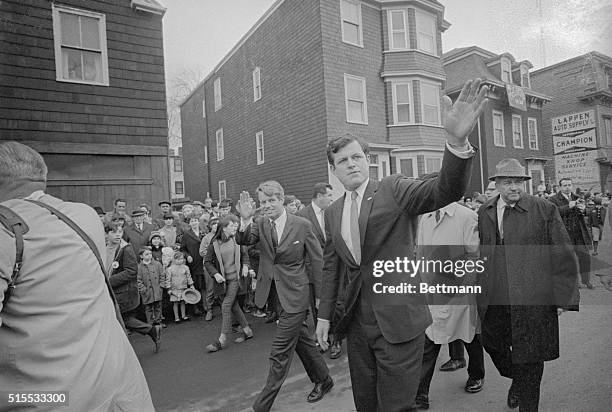 Sen. Robert Kennedy , and his brother Ted are mobbed as they marched in the St. Patrick's Day Parade here. Sen. Robert Kennedy was in the parade only...