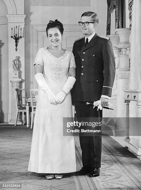 The Hague, The Netherlands: To Wed Soon. Princess Margriet of the Netherlands and Pieter Van Vollenhoven pose for an official photograph at the...