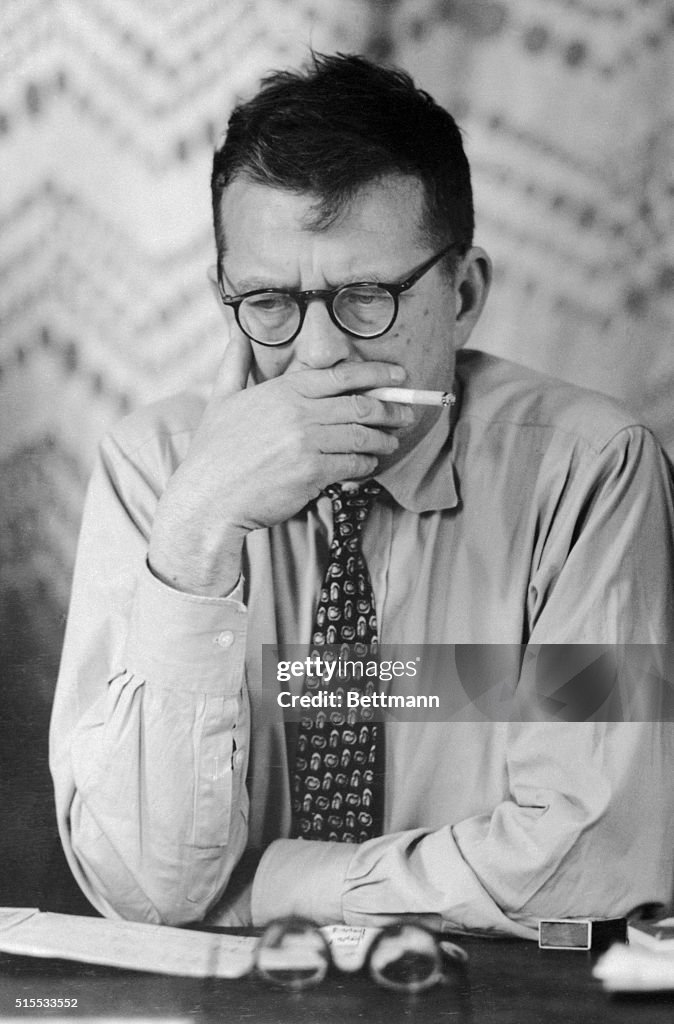 Dimitri Shostakovich Smoking a Cigarette