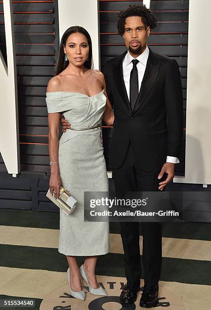 Actress Jurnee Smollett-Bell and Josiah Bell arrive at the 2016 Vanity Fair Oscar Party Hosted By Graydon Carter at Wallis Annenberg Center for the...