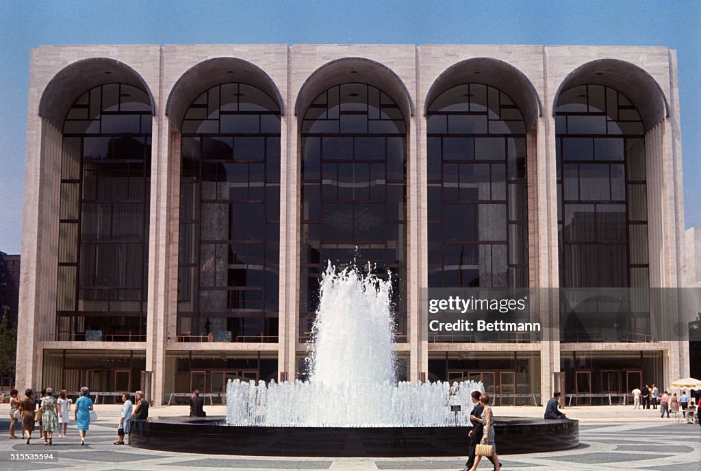 Exterior and Front View of Opera House with Fountain