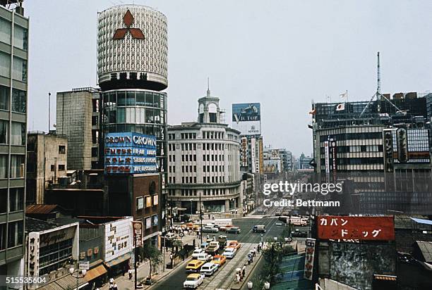 Tokyo, Japan: Views of Tokyo- recent view of Ginza, Tokyo's main business center. UPI color slide.