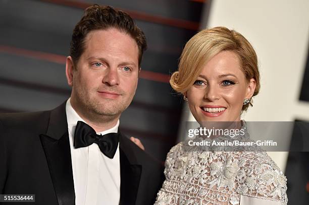 Producer Max Handelman and actress Elizabeth Banks arrive at the 2016 Vanity Fair Oscar Party Hosted By Graydon Carter at Wallis Annenberg Center for...