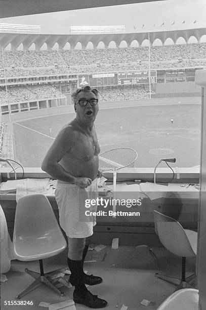 "Holy Cow! Jack. It might be, it could be...It is!!! A hot night in beautiful Busch Stadium!" With 47,000 fans in the stands, and the evening...