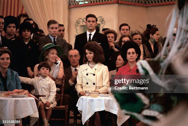 Seville, Spain: Mrs. John F. Kennedy and her party attending a Flamenco Fiesta here. Mrs. Kennedy and her party joined American-born Princess Grace...