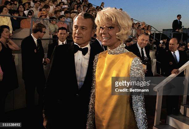 Santa Monica, CA: Academy Awards of 1968- actress Carol Channning arrives for the Awards presentations. Also shown at the ceremony.