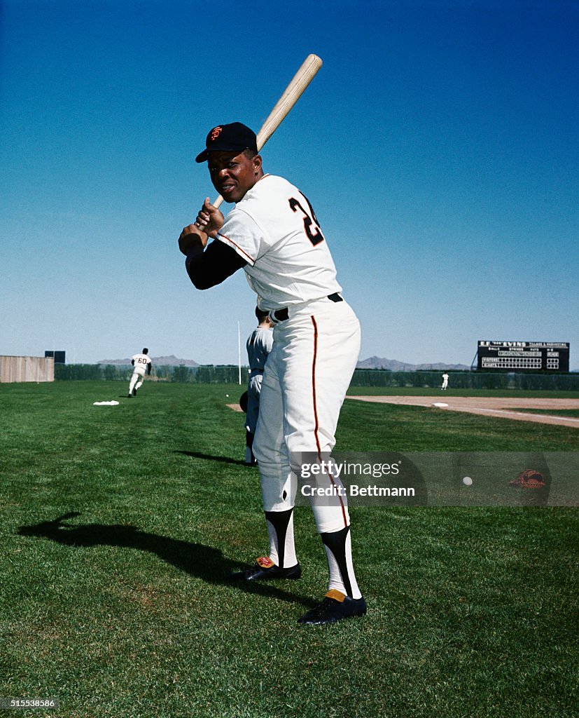Willie Mays Standing in Batting Position