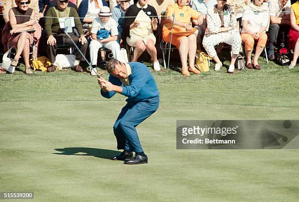 MASTERS GOLF, ARNOLD PALMER IN ACTION DURING THE FIRST ROUND OF PLAY, 4/11/68. COLOR DUPE