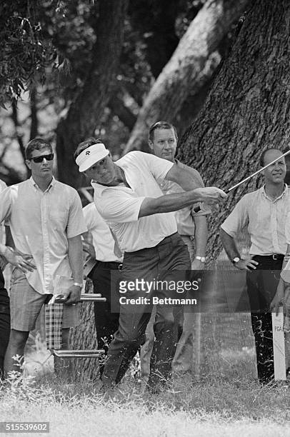 Arnold Palmer took one of his patented charges at the leaders of the PGA Championship July 19th, but came up short after a bogey 5 on the 18th hole...