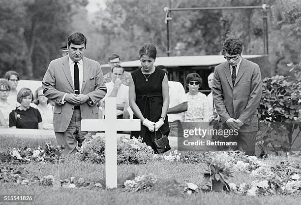 Mourners continued, June 10th, to file by the thousands past the graves of president John F. Kennedy and Senator Robert F. Kennedy at Arlington...