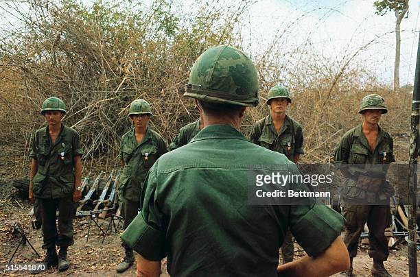 Soldiers from the 1st Cavalry of the 25th Infantry Division on Operation Complete Victory a few kilometers southwest of Phouc Vinh, go through...