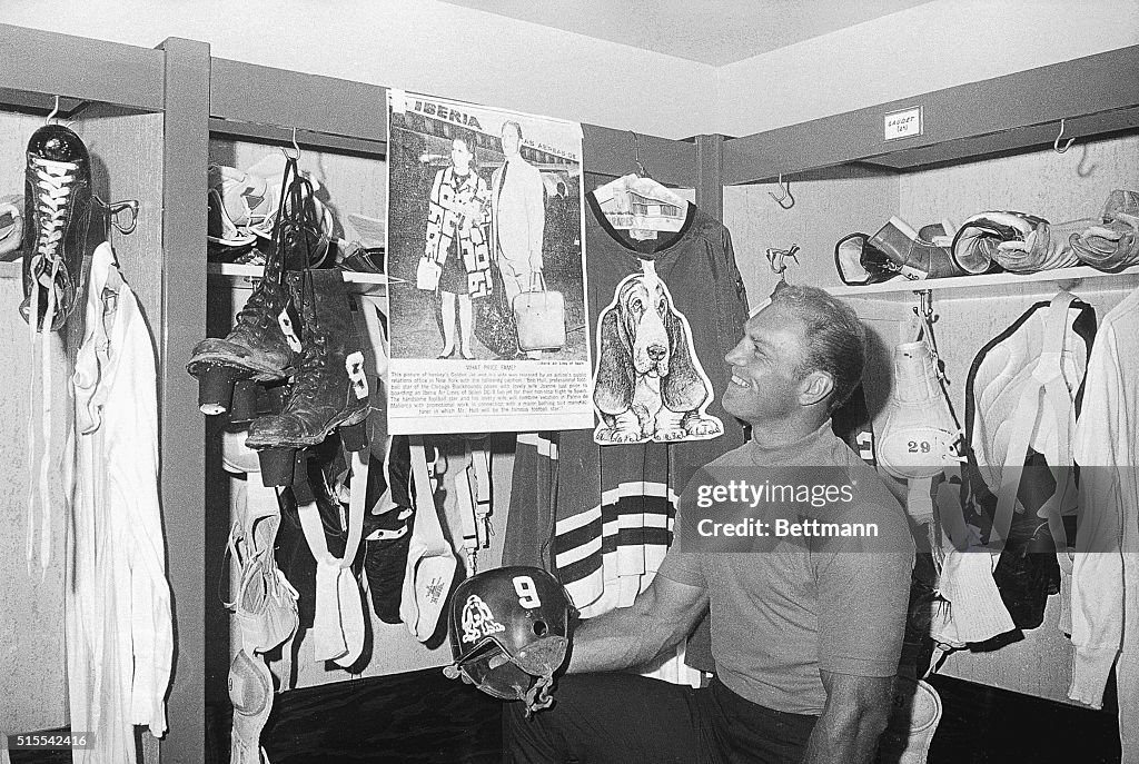 Bobby Hull Visiting his Locker