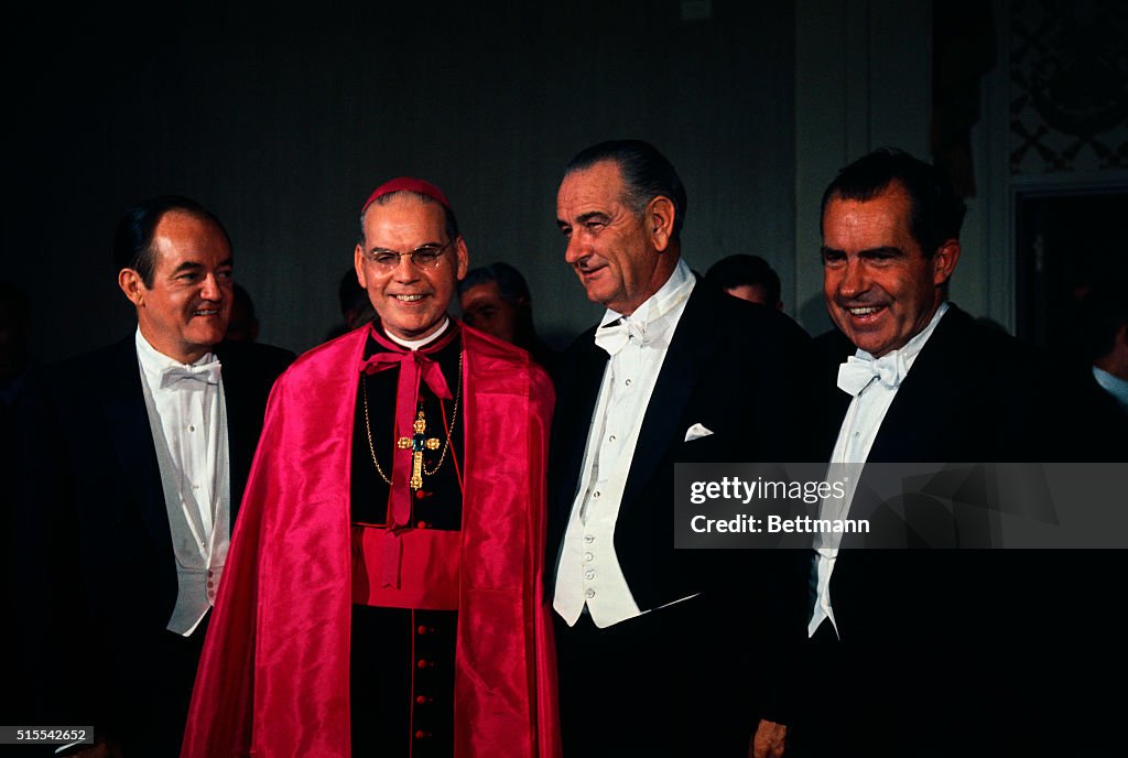 Johnson, Nixon, Cooke and Humphrey at Al Smith Dinner