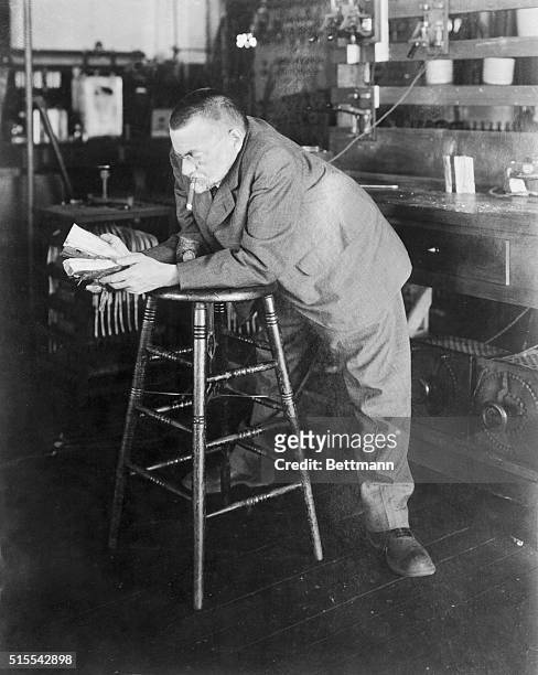 The Man Who Tames Lightning. Dr. Charles P. Steinmetz, chief consulting engineer of the General Electric Company in his laboratory at Schenectady,...