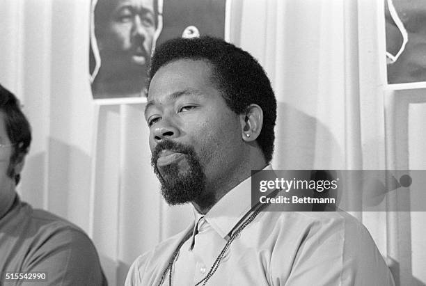 Black Panther leader Eldridge Cleaver is shown here as he attends a press conference.