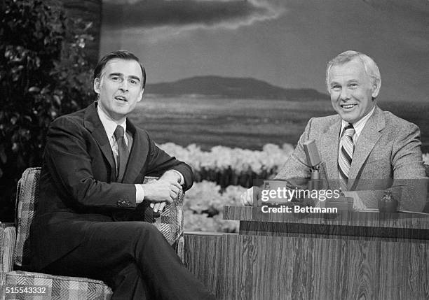 Los Angeles, CA: Johnny Carson hosting the "Tonight Show" on NBC.