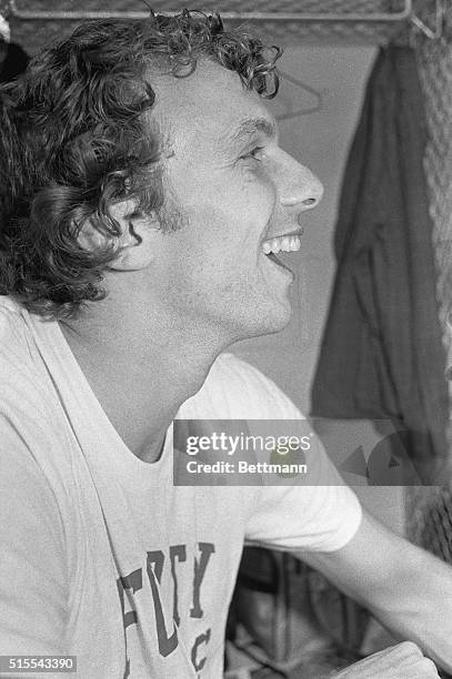 San Francisco 49ers' quarterback Joe Montana is shown seated in the locker room after the 49ers beat the Cincinnati Bengals in Super Bowl XVI January...