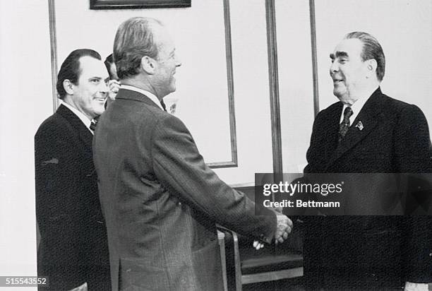 General Secretary of the CPSU CC, President of the U.S.S.R. Supreme Soviet Presidium Leonid Brezhnev and Chairman of the Social Democratic Party of...