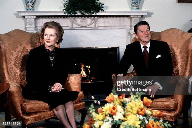 President Ronald Reagan with Margaret Thatcher.