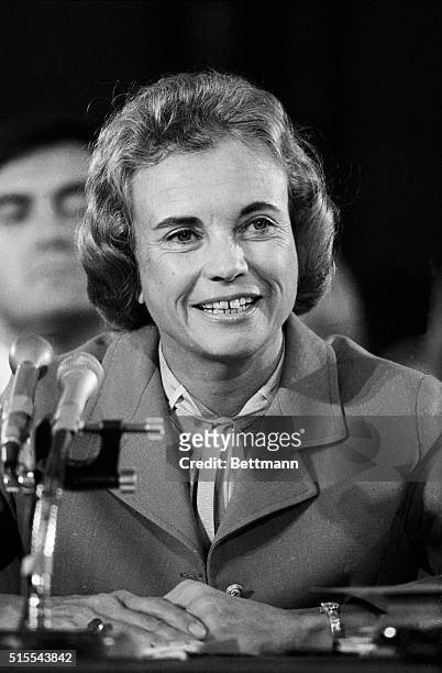 Arizona Judge Sandra Day O'connor faces members of the Senate Judiciary Committee September 9 during a hearing on her nomination to the Supreme...