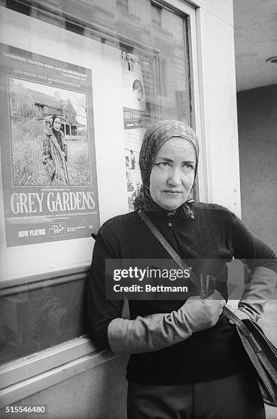 Edith Bouvier Beale poses near the Paris Theater in New York, where the controversial film Grey Gardens is playing. Some critics have labeled the...