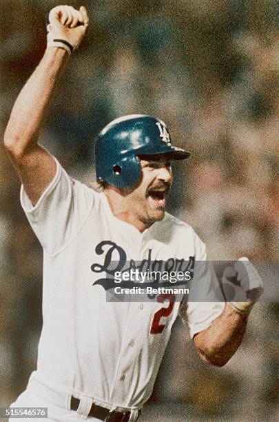 Los Angeles Dodgers baseball player Kirk Gibson is named National League Most Valuable Player.
