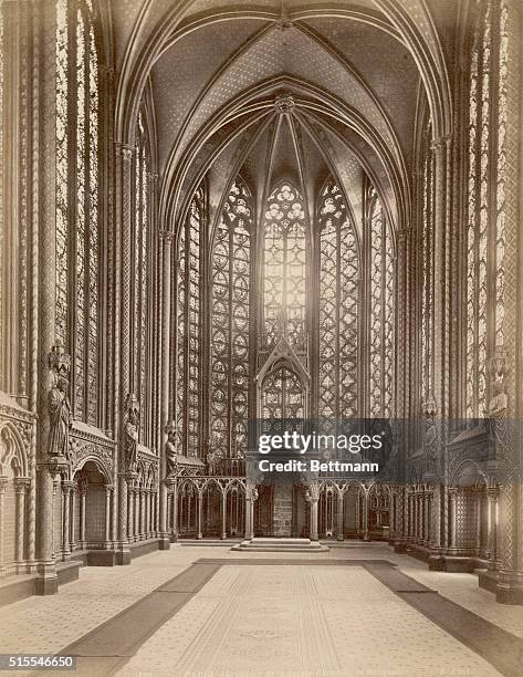 The chapel of Sainte-Chapelle in Paris in the 19th Century.
